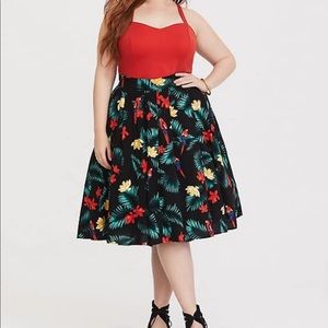 NWT Retro Chic Black Tropical Full skirt
